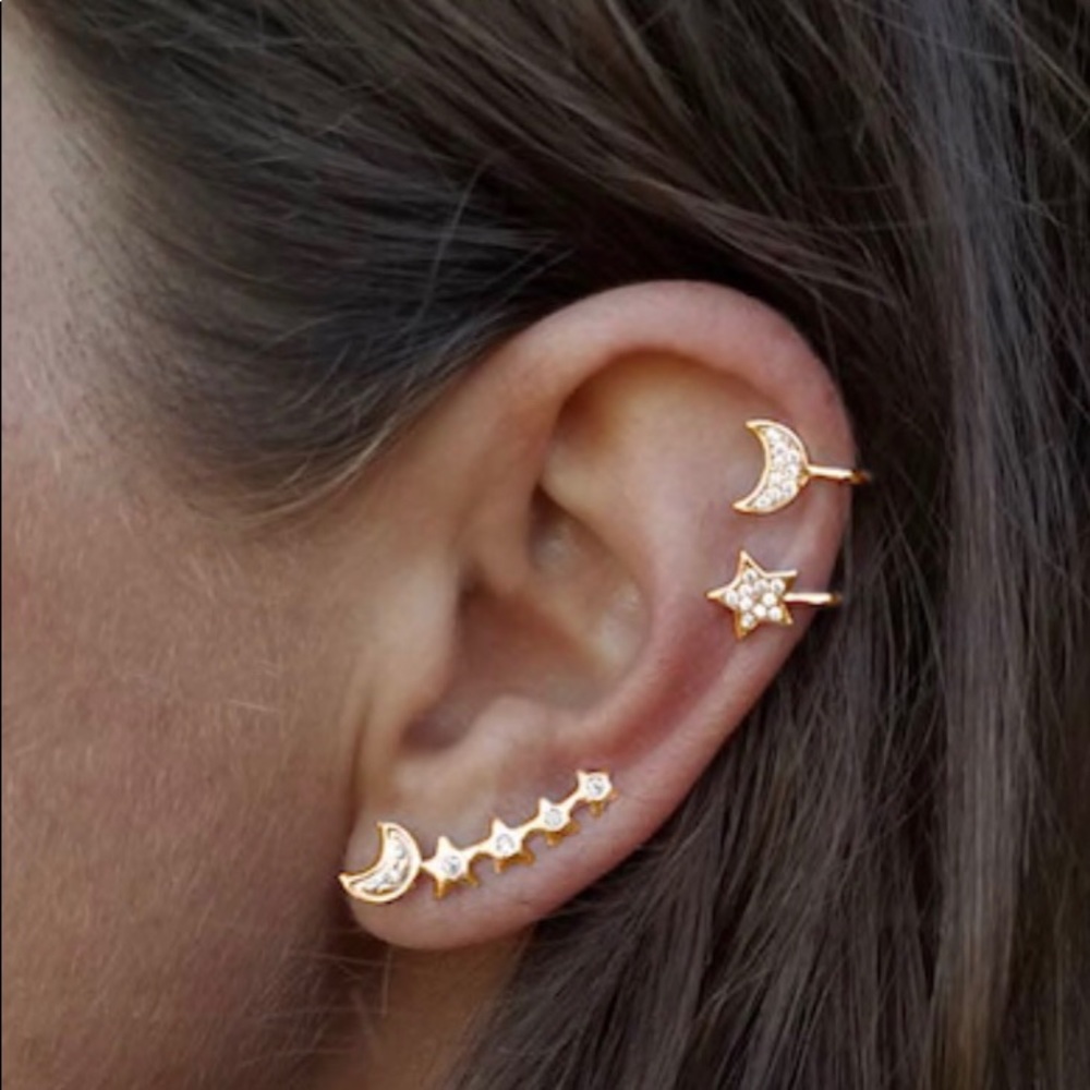 Moon & Star Detail Ear Cuff